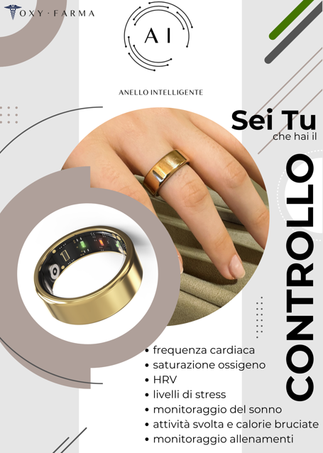 Oxy Farma Anello Intelligente Frequenzimetro Saturimetro Misura 9 Colore Nero